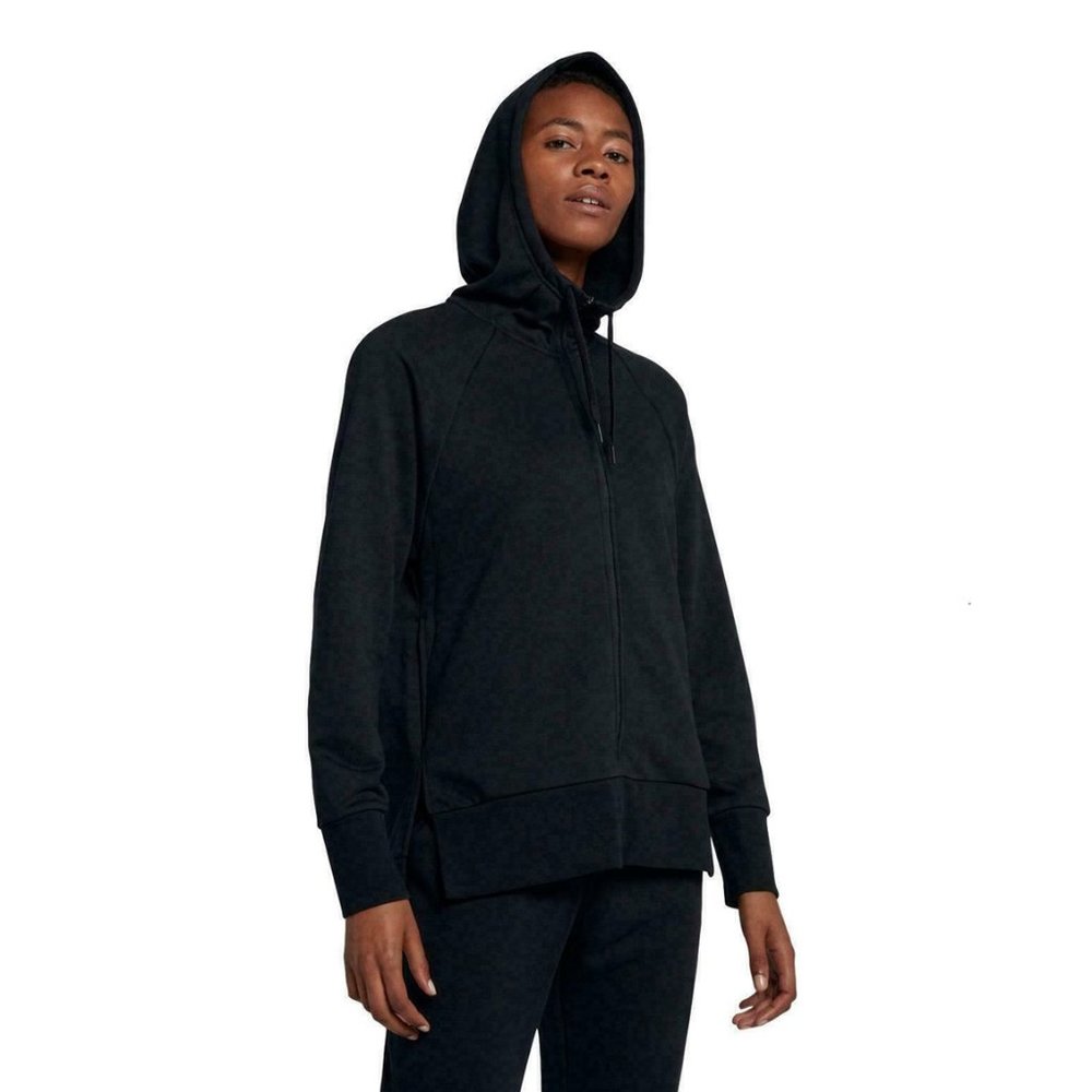 Nike Sportswear Women's Full Zip Black Fleece Training Hoodie Size L CD8799 010